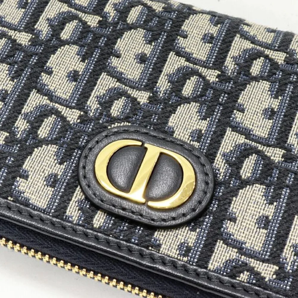Dior Round Zipper Long Wallet With Change Pocket Oblique Jacquard 30